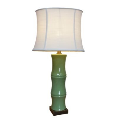 Pair of Green Bamboo Lamps, Porcelain