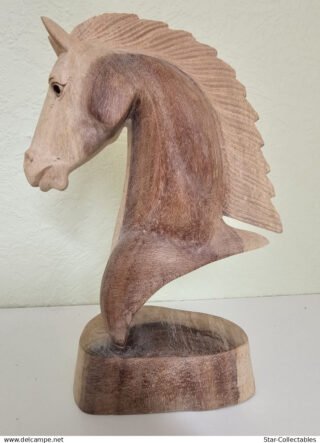 Vintage Wood Figurine/Sculpture - HORSE HEAD, 22cm
