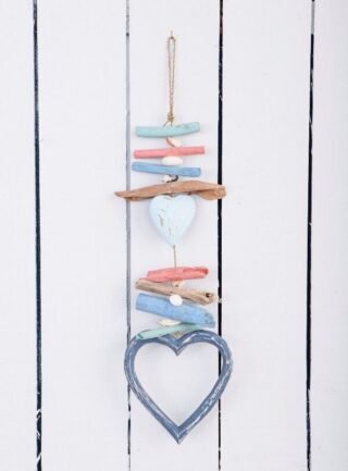 Hand Carved Hanging Driftwood Heart 50 x 15cm