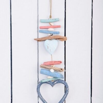 Hand Carved Hanging Driftwood Heart 50 x 15cm