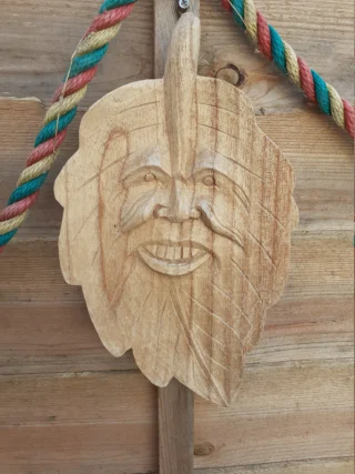 Hand-crafted Greenman Leaf Wall Hanger