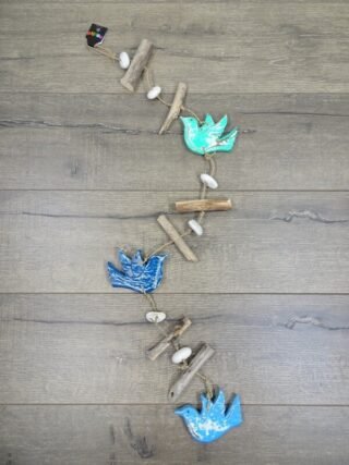 Hand-crafted String of Driftwood & Birds. 92 x 12cm