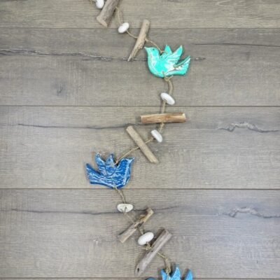 Hand-crafted String of Driftwood & Birds. 92 x 12cm