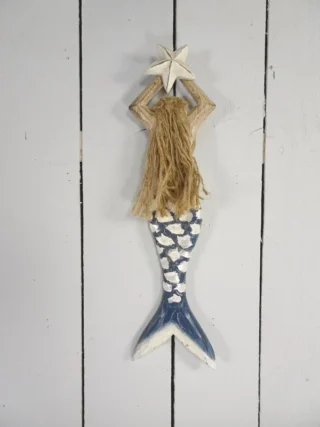 Handcrafted Large Batik Mermaid with Shell Tail 50cm