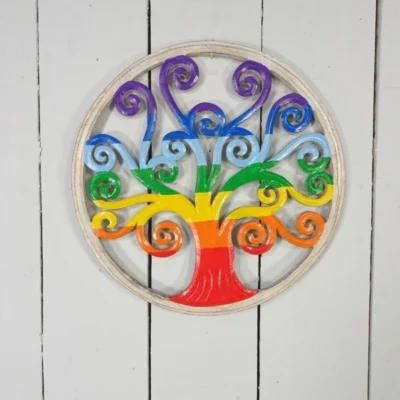 Handcrafted Rainbow Tree Of Life, Wall Plaque, 30cm