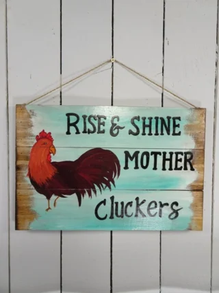 Wood Sign/Plaque 'Mother Cluckers' 29.5 x 45cm, Handcrafted
