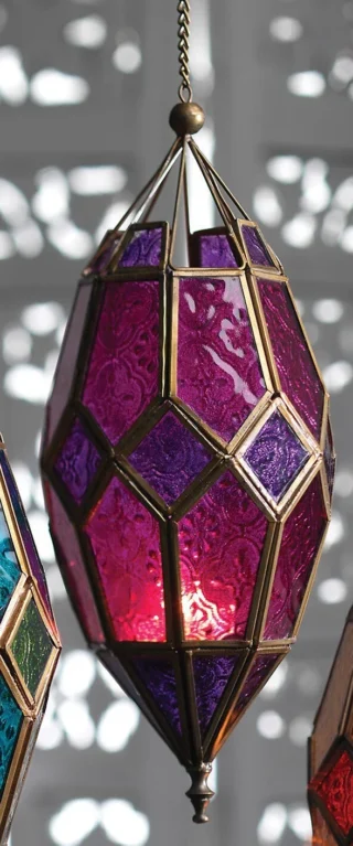 Hanging Glass Lantern, Moroccan Style, Large