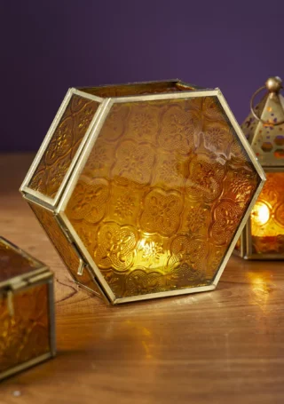 Hexagon Lantern - Yellow, 14cm - Image 2