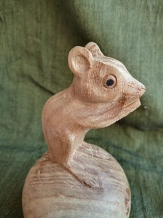 Hand-crafted Wood Squirrel on an Apple - Image 2