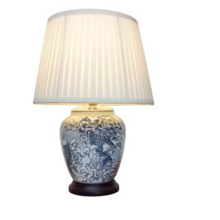 Pair of Japanese Wave Vase Lamps, Porcelain - Image 2