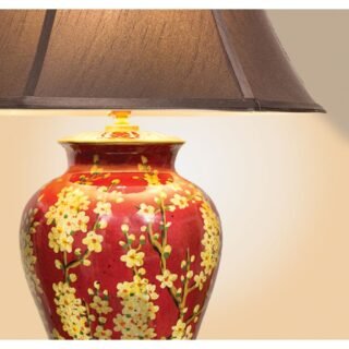 Pair of Oriental Jasmine Porcelain Lamps - Image 4