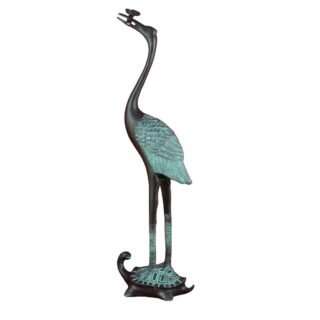 Hand-crafted Oriental Bronze Crane and Turtle