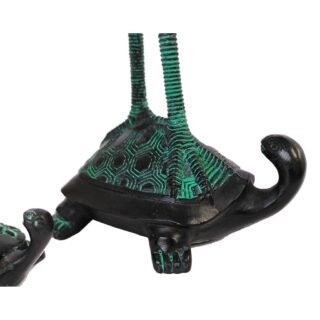 Hand-crafted Oriental Bronze Crane and Turtle - Image 4