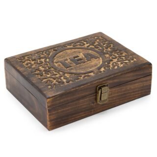 Large Carved Tea Box, Mango Wood, 30cm, Handcrafted - Image 2
