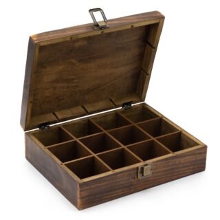 Large Carved Tea Box, Mango Wood, 30cm, Handcrafted