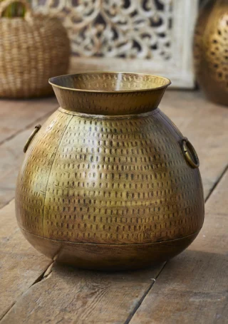 Large Hammered Iron Pot, Handcrafted