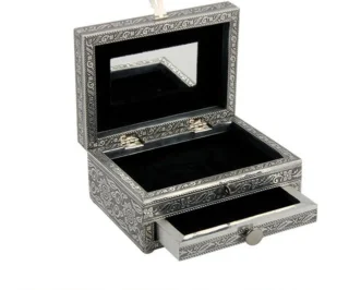 Large Hamsa Silver Jewellery Box With Drawer