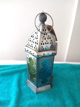 Large Standing/Hanging Multi Glass Lantern, Silver Finish