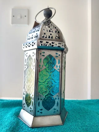 Large Standing/Hanging Multi Glass Lantern, Silver Finish - Image 2