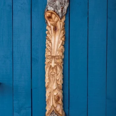 Hand Carved Long Greenman Wall Hanger 100cm