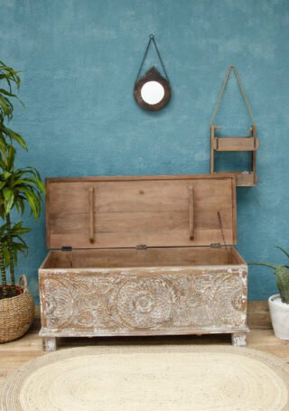 Large Handcarved Blanket Box/Ottoman/Chest