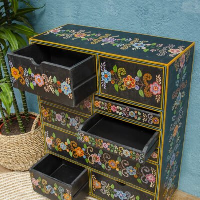 Hand-painted Wooden Chest Of Drawers