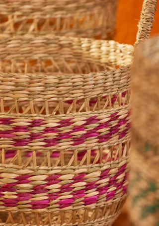 Open Weave Seagrass Basket Set, Handcrafted - Image 3