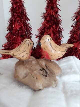 Pair of Robins on branch, Lovely detail, Handcrafted