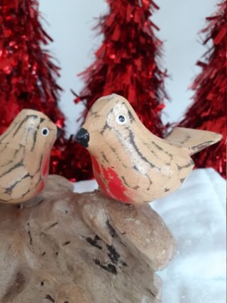 Pair of Robins on branch, Lovely detail, Handcrafted - Image 3