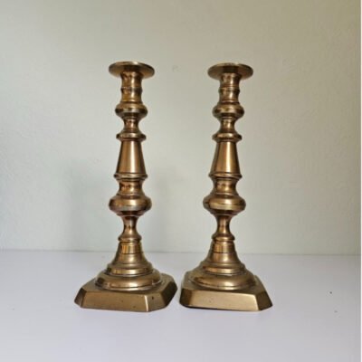 Pair of Solid Brass Victorian Candlesticks, 30cm