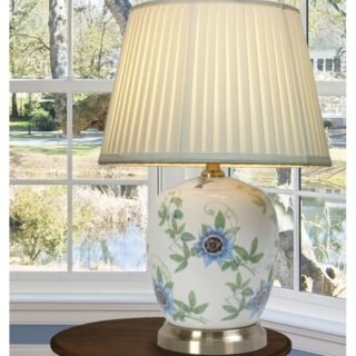 Pair of Passion Flower Jar Lamps, Porcelain