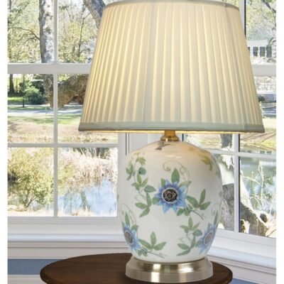Pair of Passion Flower Jar Lamps, Porcelain