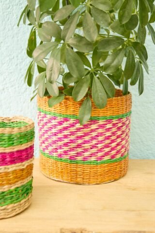 Patterned Seagrass Planter Set, Handcrafted - Image 3
