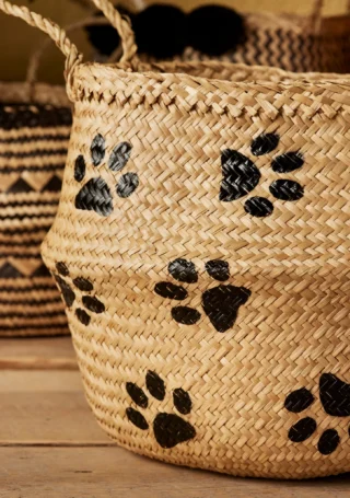 Paw Print Seagrass Basket, Large, Handcrafted - Image 3