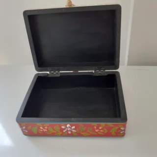 Peacock Design Wooden Box, Handpainted - Image 3