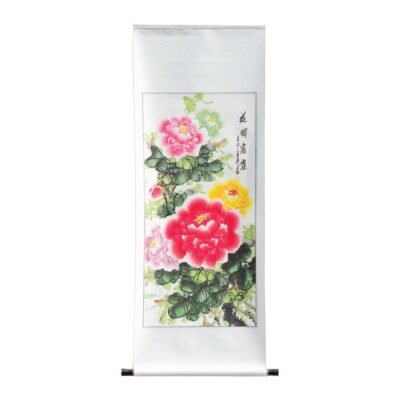 Peony Flower Oriental Scroll, Handpainted