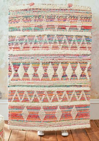 White/multi Wool & Recycled Threads Rug 90 x 150cm - Image 3