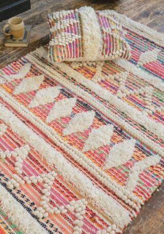 White/multi Wool & Recycled Threads Rug 90 x 150cm - Image 4