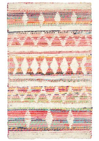 White/multi Wool & Recycled Threads Rug 90 x 150cm