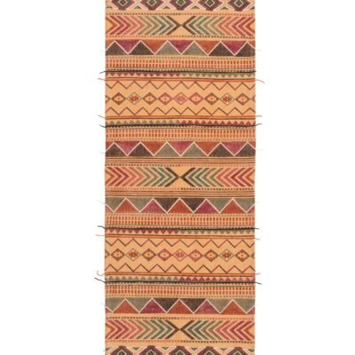 Blockprint Aztec Indian Rug with Embroidery 75 x 240