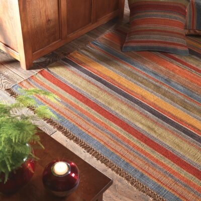 Ooty Stripe Indian Kilim rug 120 x 180cm
