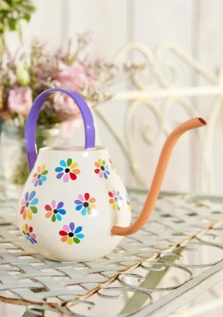 Rainbow Flower Watering Can, Handpainted