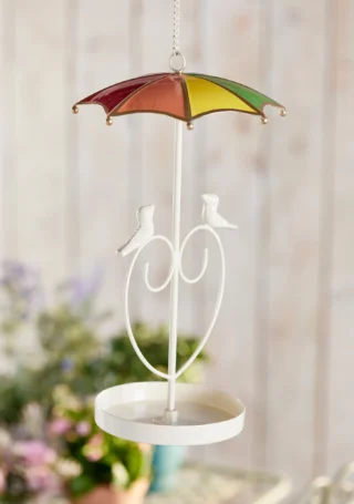 Rainbow Hanging Bird Feeder, 30.5cm, Handcrafted