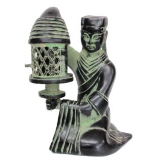 Hand-crafted Bronze Lady with Lantern Sculpture