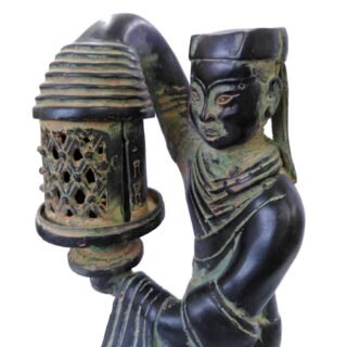 Hand-crafted Bronze Lady with Lantern Sculpture - Image 3