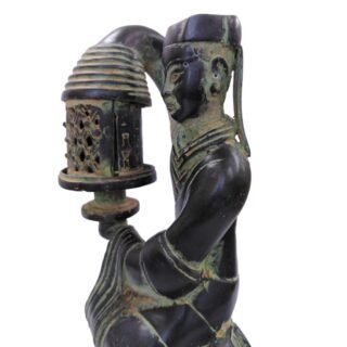 Hand-crafted Bronze Lady with Lantern Sculpture - Image 4
