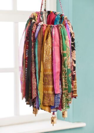 Handcrafted Recycled Sari Windchime/Mobile, 20 x 70cm