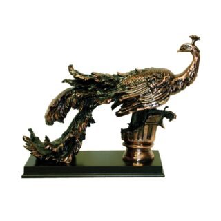 Hand-crafted Roosting Peacock Sculpture