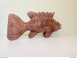 Vintage STANDING FISH, Wood Sculpture/Figurine, 38cm