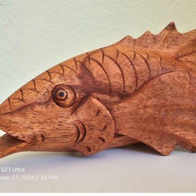 Vintage SWIMMING FISH, Wood Sculpture/Figurine, 39cm